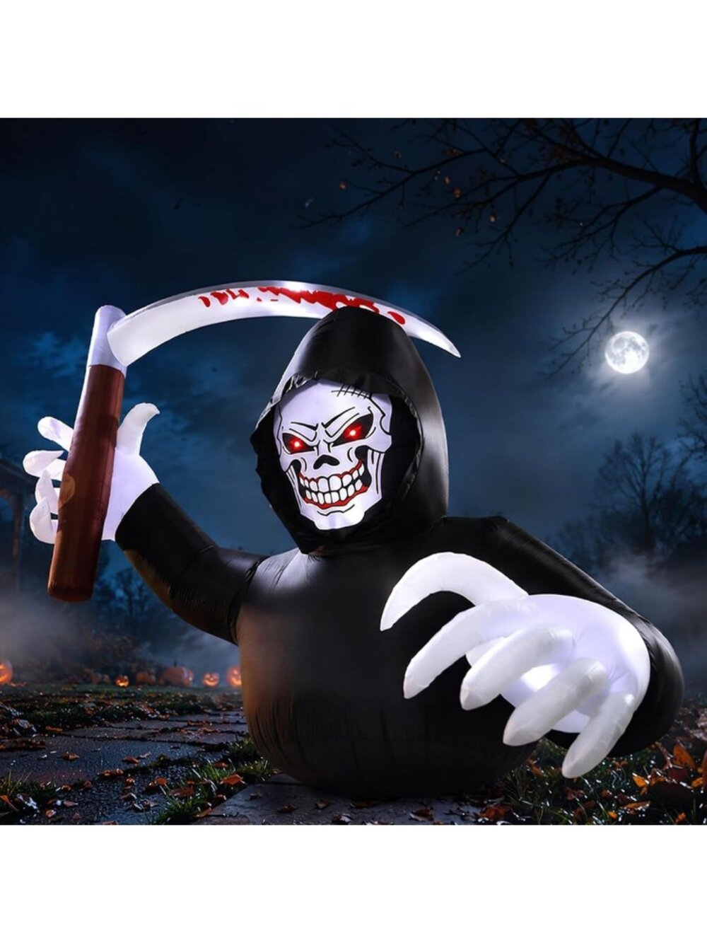 7.2FT Halloween Inflatable Grim Reaper Decor for Outdoor Yard Display
